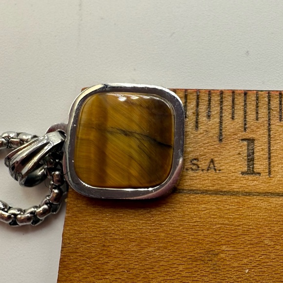 Anthony Jacob’s Stainless Steel Necklace With Cross And Square Tiger Eye Stone - Picture 9 of 11